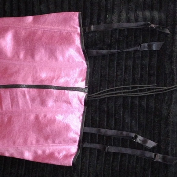 Fredericks of Hollywood Zip Front Corset in Rose Pink w/ Laced Back NWT - Picture 12 of 16